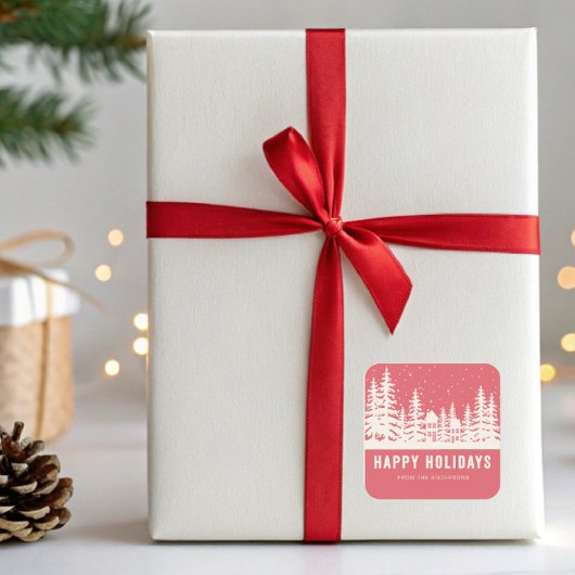 冬の風景 クリスマス ハッピーホリデー スクエアシール