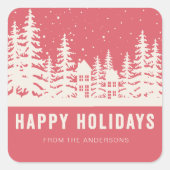 冬の風景 クリスマス ハッピーホリデー スクエアシール (正面)