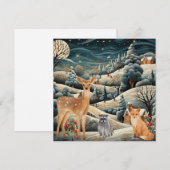 冬の風景 クリスマス 森の動物たち サンキューカード (正面/裏面)