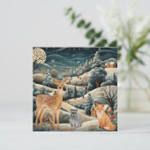 冬の風景 クリスマス 森の動物たち サンキューカード (スタンド正面)