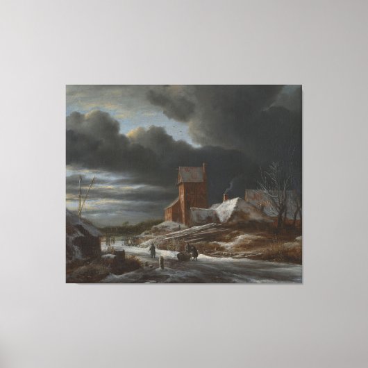 冬の風景、ジェイコブ・アイザックシュ。 van Ruisdael, c. キャンバスプリント (正面)