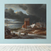 冬の風景、ジェイコブ・アイザックシュ。 van Ruisdael, c. キャンバスプリント (インサイチュ (ウッドフロア))