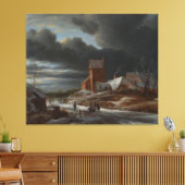 冬の風景、ジェイコブ・アイザックシュ。 van Ruisdael, c. キャンバスプリント (インサイチュ (リビング))