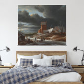 冬の風景、ジェイコブ・アイザックシュ。 van Ruisdael, c. キャンバスプリント (インサイチュ (寝室))