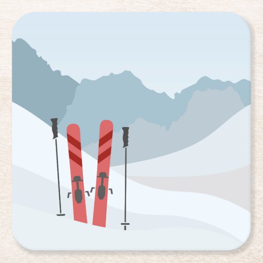 冬の風景 スクエアペーパーコースター (正面)