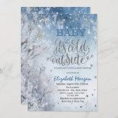 冬の風景 ツリー ベイビー シャワー 招待状 (正面/裏面)