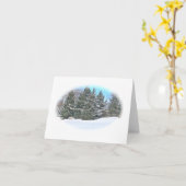 冬の風景/常緑樹と雪のベンチ カード (黄色い花)