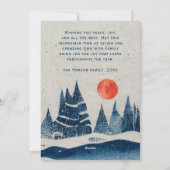 冬の風景 森 オレンジの月 ネイビーブルー シーズンカード (裏面)