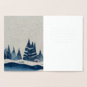 冬の風景 森 ネイビーブルーの絵 箔カード (内部)