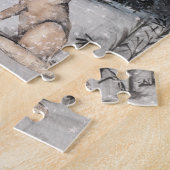 冬の風景 水彩画 オオカミ 鹿 ジグソーパズル (側面)