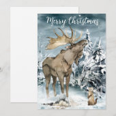 冬の風景 水彩画 ムース クリスマス ポストカード (正面/裏面)