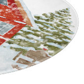 冬の風景 赤い家 カッティングボード (角)