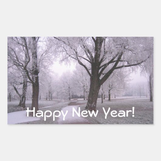 冬の風景 長方形シール (正面)