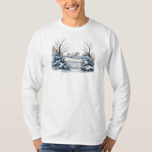 冬の風景 長袖Tシャツ Tシャツ (正面)