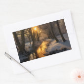 冬の風景(AI生成) 長方形シール (封筒)