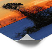 冬の風車と朝日の出 ポスター (角)