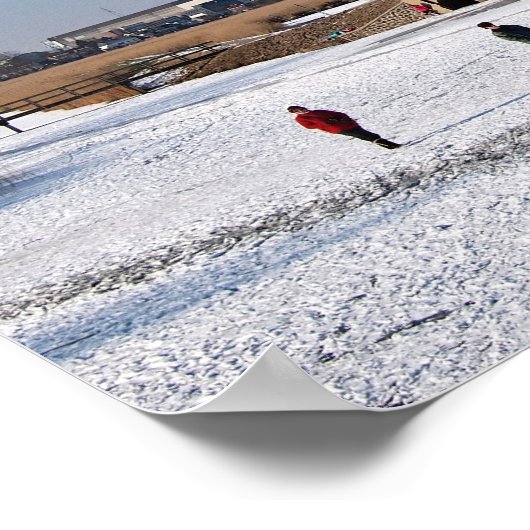 冬の風車に沿った氷のスケートで滑る ポスター (角)