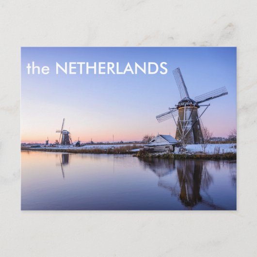 冬の風車の文字はがき ポストカード (正面)