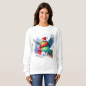 冬の飛んでいる帽子とスカーフの緑のインパレーケット スウェットシャツ (正面フル)