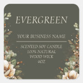 冬の香り付きキャンドル水色ラベル スクエアシール (正面)