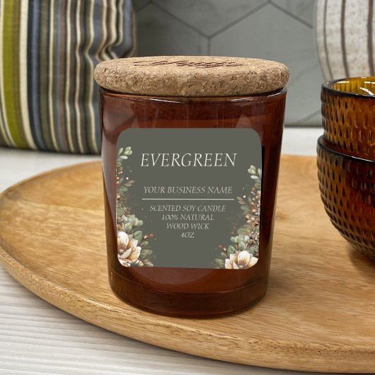 冬の香り付きキャンドル水色ラベル スクエアシール