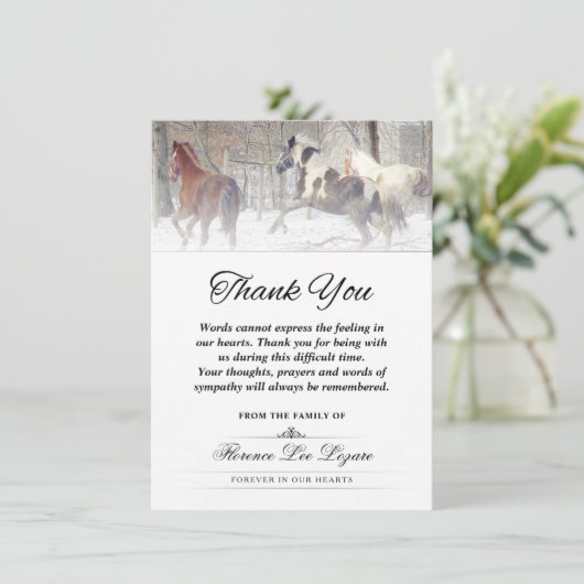 冬の馬ありがとう悔やみや弔慰語 サンキューカード (スタンド正面)