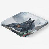 冬の馬とクリスマスリース ペーパープレート (傾斜あり)