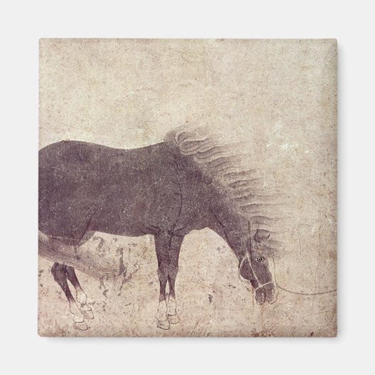 冬の馬と新郎 マグネット (正面)