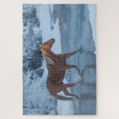 冬の馬のドライブでハイドウストラン ジグソーパズル (縦)