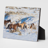 冬の馬のドライブで隠れ家の牧場 フォトプラーク (側面)