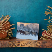 冬の馬のドライブで隠れ家の牧場 フォトプラーク (側面)