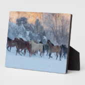 冬の馬のドライブで隠れ家の牧場 フォトプラーク (側面)