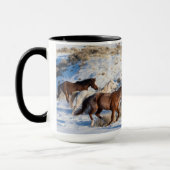 冬の馬のドライブで隠れ家の牧場 マグカップ (左)