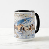 冬の馬のドライブで隠れ家の牧場 マグカップ (正面右)
