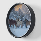 冬の馬のドライブで隠れ家の牧場 壁時計 (傾斜)