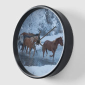 冬の馬のドライブ 壁時計 (傾斜)