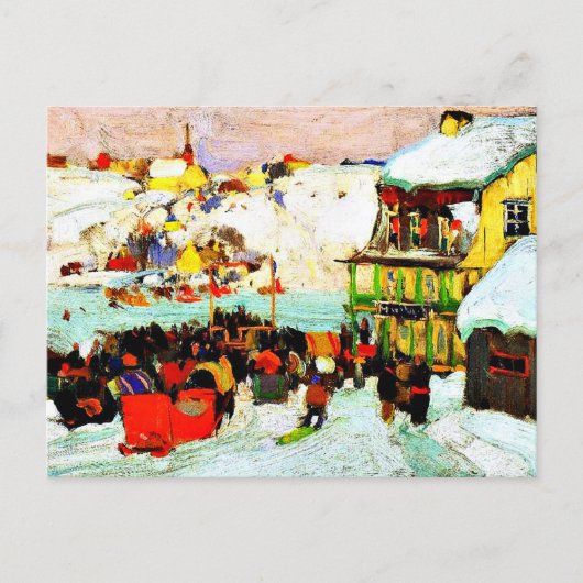 冬の馬の競走素晴らし、ア絵画ート ポストカード (正面)