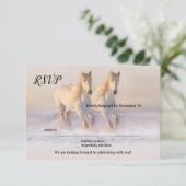 冬の馬の結婚式出欠カード 招待状 (スタンド正面)