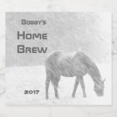 冬の馬の雪の嵐ビアラベル ビールラベル (シングルラベル)
