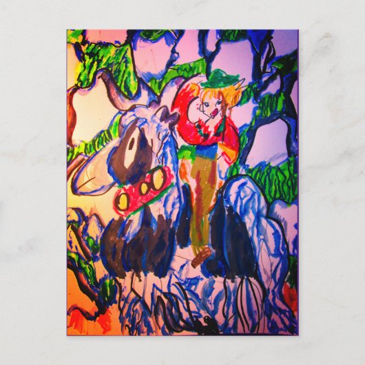 冬の馬ジグソーパズル写真ブロック金属p ポストカード (正面)