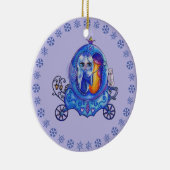 冬の馬車に乗る妖精の極熊かわいい大きな目 セラミックオーナメント (右)