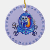 冬の馬車に乗る妖精の極熊かわいい大きな目 セラミックオーナメント (正面)