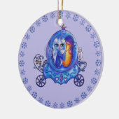 冬の馬車に乗る妖精の極熊かわいい大きな目 セラミックオーナメント (左)