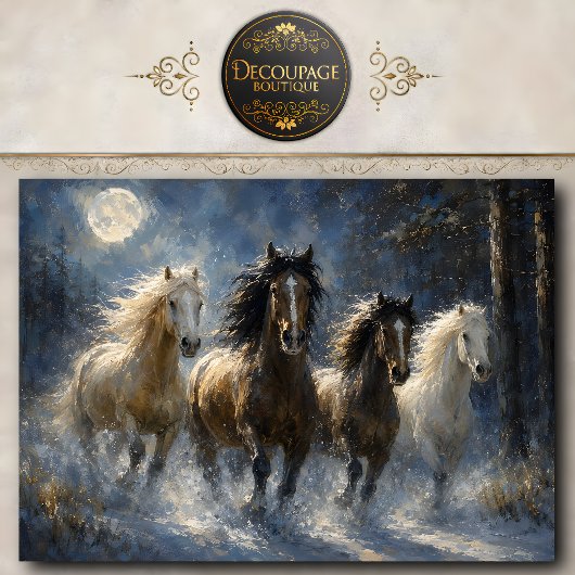 冬の馬 ウォールアート 四頭の馬が駆ける 薄葉紙
