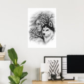 冬の魂ウルフハスキーガールポスター ポスター (ホームオフィス)