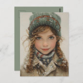 冬の魅力的ポートレートヤングガール ポストカード (正面/裏面)