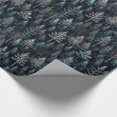 冬の魅力的森のフェスティバルブルー ラッピングペーパー (角)