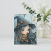 冬の魔女と猫 ポストカード (スタンド正面)