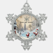 冬の魔法の輝き スノーフレークピューターオーナメント (正面)