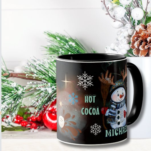 冬の魔法エンチャント雪だるまホットココアマグ マグカップ
